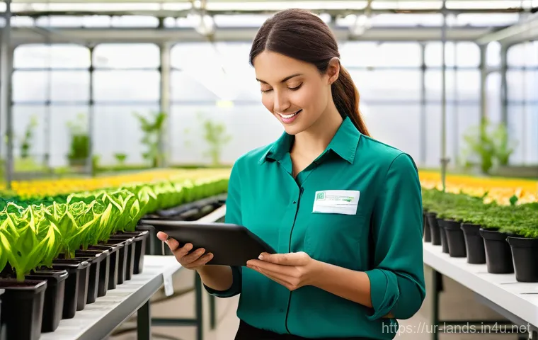 조경 분야에서의 데이터 분석 활용법 - **Prompt 1: Data-Driven Horticultural Expert in a Smart Nursery**
"A female botanist or landscap...