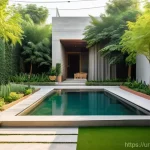 조경 분야에서의 실무 경력 관리 - **Prompt 1: Modern Sustainable Home Garden in Lahore**
"A serene and beautifully designed contem...