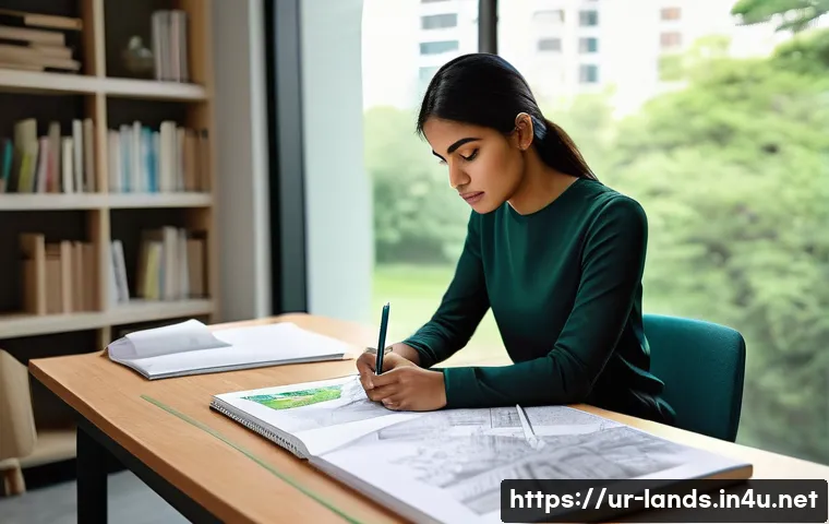 조경 기사 자격증 합격률 분석 - **Prompt 1: Aspiring Landscape Engineer's Vision**
"A young, determined South Asian woman in her...