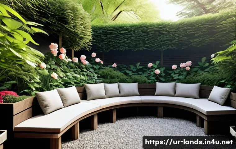 조경 디자인 트렌드 자연과의 조화 - **Prompt 1: A Serene Natural Harmony Garden with a Cozy Seating Nook**
"An exquisitely designed,...