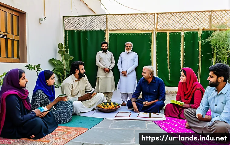 조경 업계 네트워킹 팁 - A vibrant local gardening workshop scene in a community center in Karachi, Pakistan, featuring diver...