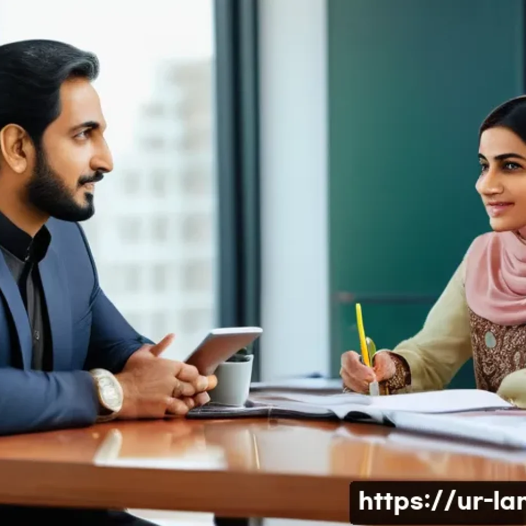 조경 분야에서의 협상 스킬 - A professional meeting scene in a modern office setting featuring a diverse group of Pakistani busin...