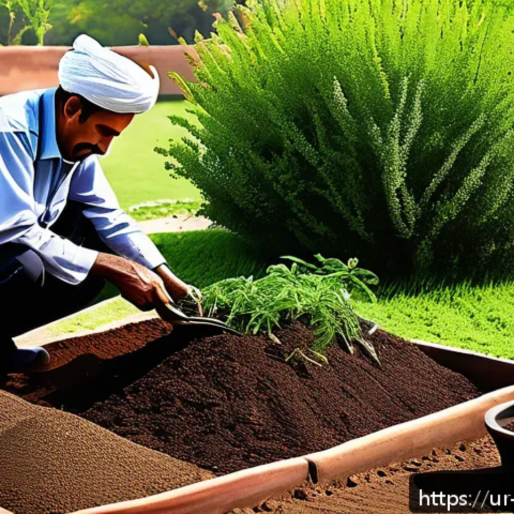 조경 작업 시 실수 줄이는 법 - A vibrant and healthy Urdu home garden scene during spring in Pakistan, showcasing well-prepared soi...