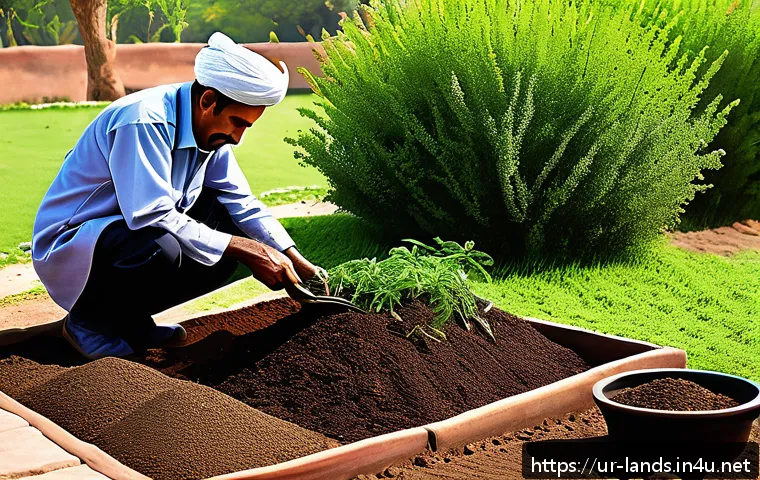조경 작업 시 실수 줄이는 법 - A vibrant and healthy Urdu home garden scene during spring in Pakistan, showcasing well-prepared soi...