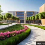 Home 20 조경 설계 실습 경험 공유 - A detailed urban landscape design scene featuring a contemporary park in a Pakistani city, showcasin...