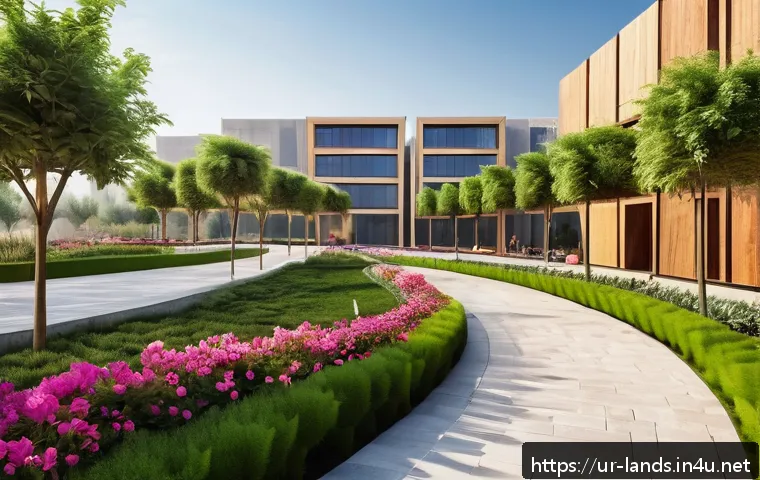 조경 설계 실습 경험 공유 - A detailed urban landscape design scene featuring a contemporary park in a Pakistani city, showcasin...