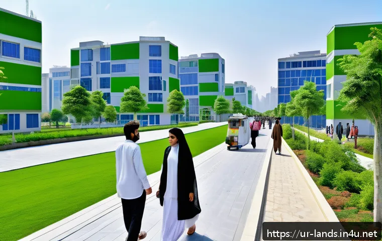 조경 설계와 도시계획의 관계 - A detailed futuristic urban cityscape in Pakistan showcasing scenario design for sustainable develop...